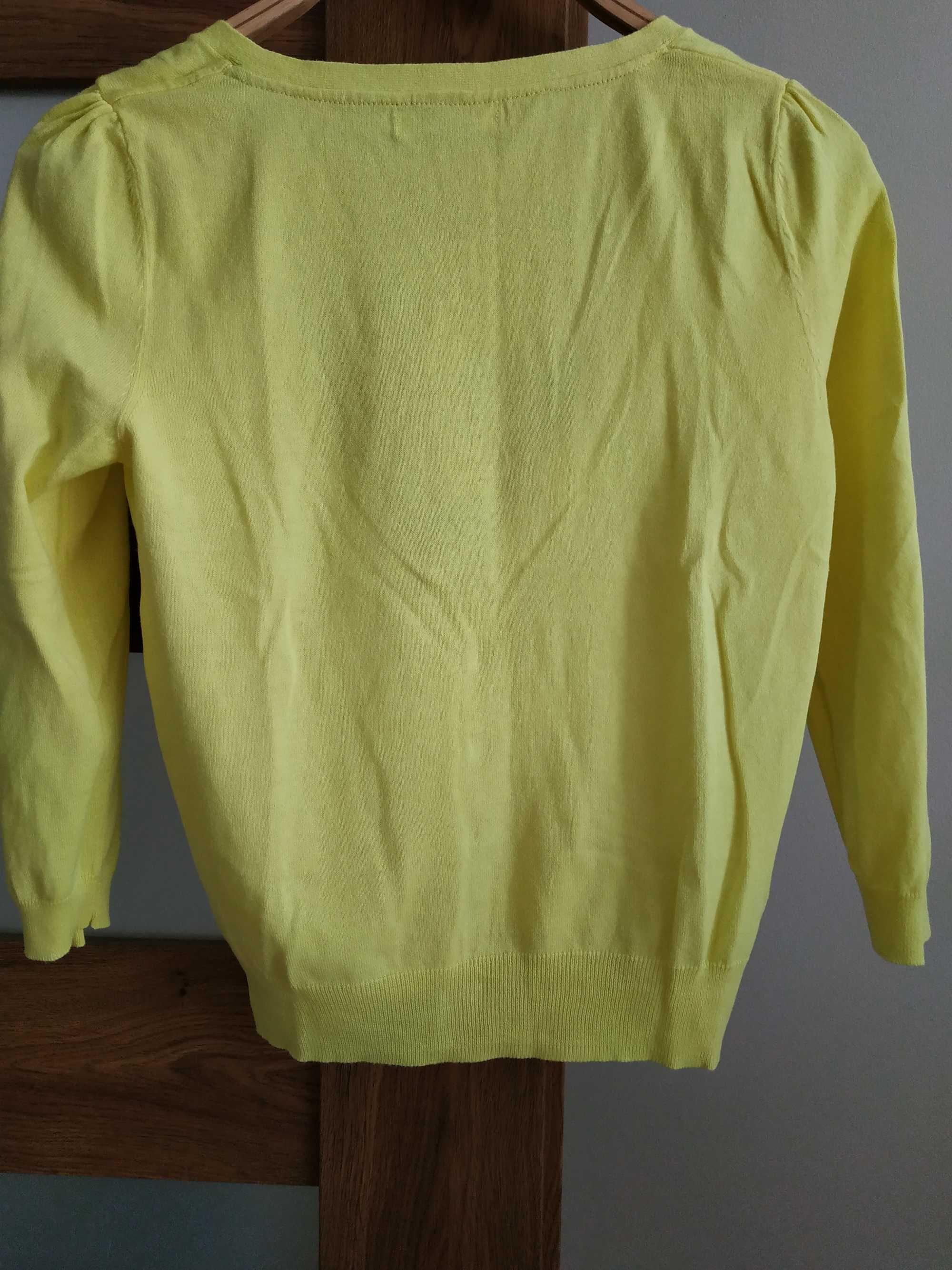 żółty sweter na guziki, z rękawem 3/4, promod, bawełna rozmiar s