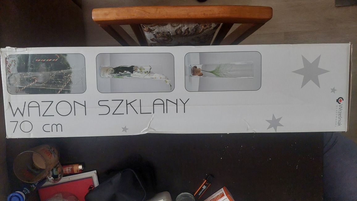 Wazon szklany piękny 70cm