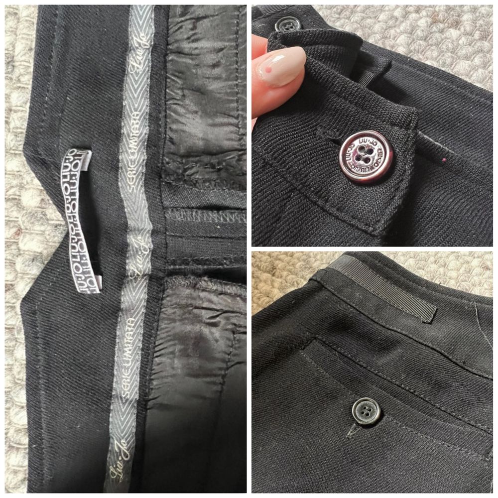 Czarne, eleganckie spodnie liu jo, proste, szerokie
