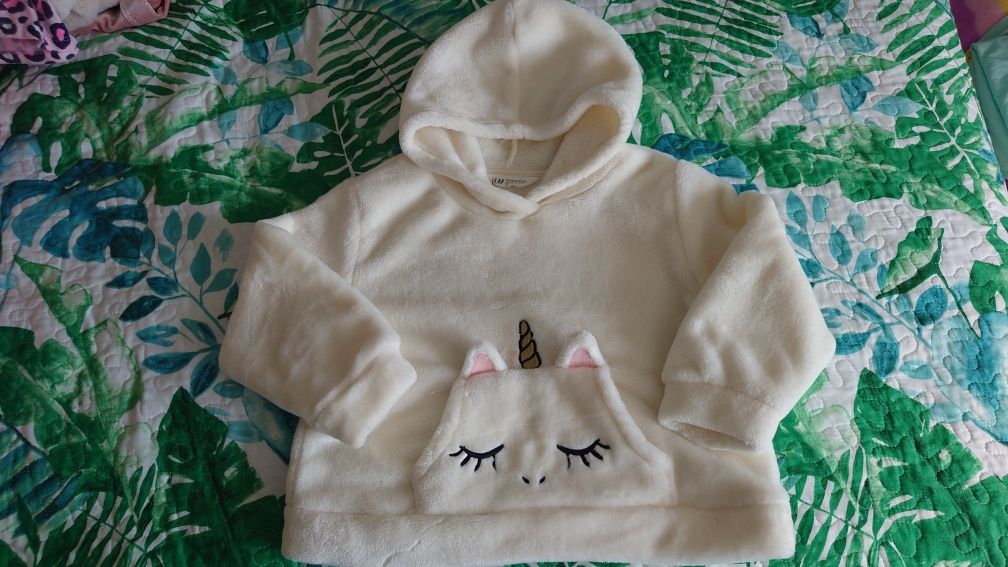 Bluza polarowa kangurek z jednorożcem h&m rozm. 98/104