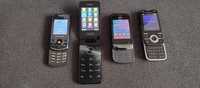 4 stare telefony komórkowe + ładowarki