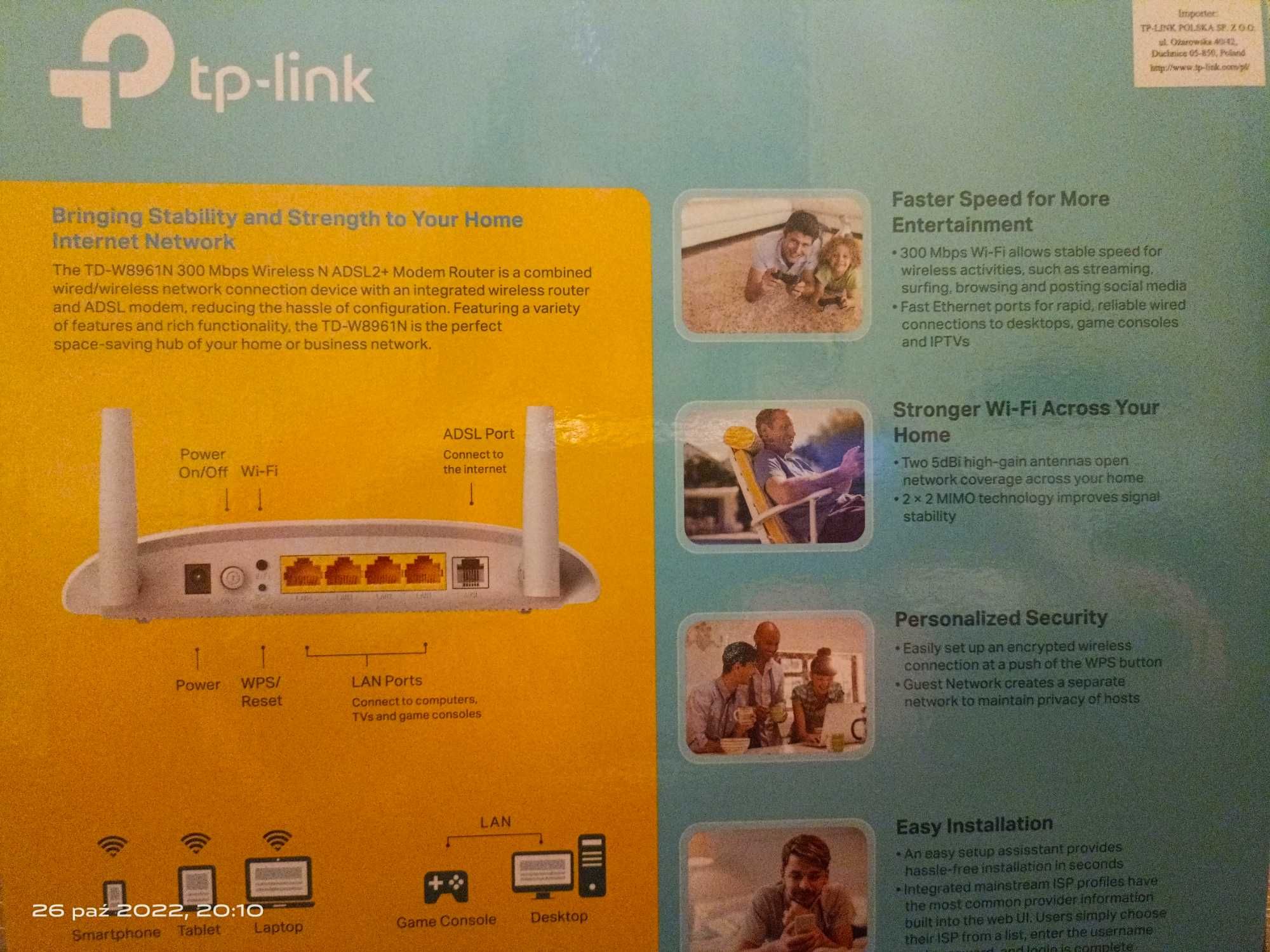 Router TP-LINK ADSL2+, TD-W 8961N