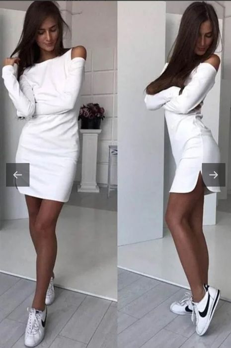 Dwuczęściowa sukienka czarno ecru rozmiar L