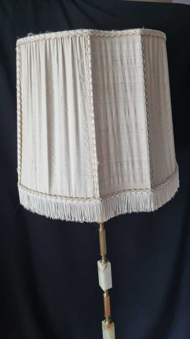 Stara Lampa stojąca z naturalnym onyksem i mosiądzem [Vintage]
