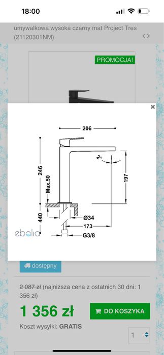 TRES PROJECT Bateria Umywalkowa