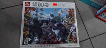 Puzzle koty w ogrodzie 1000 element Rozmiat obrazka 68x49 U TIGERA