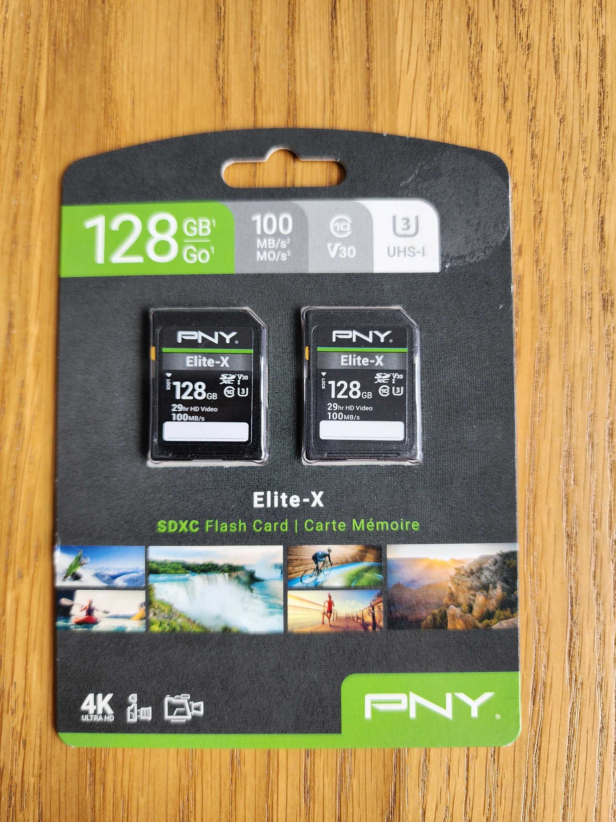 PNY 128GB Elite-X Class 10 U3 V30 SDXC Flash Memory 2шт Нова оригінал