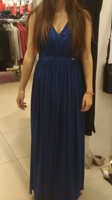 Sukienka na wesele long elegancka nowa 40 a 42 L dluga habrowa brokat