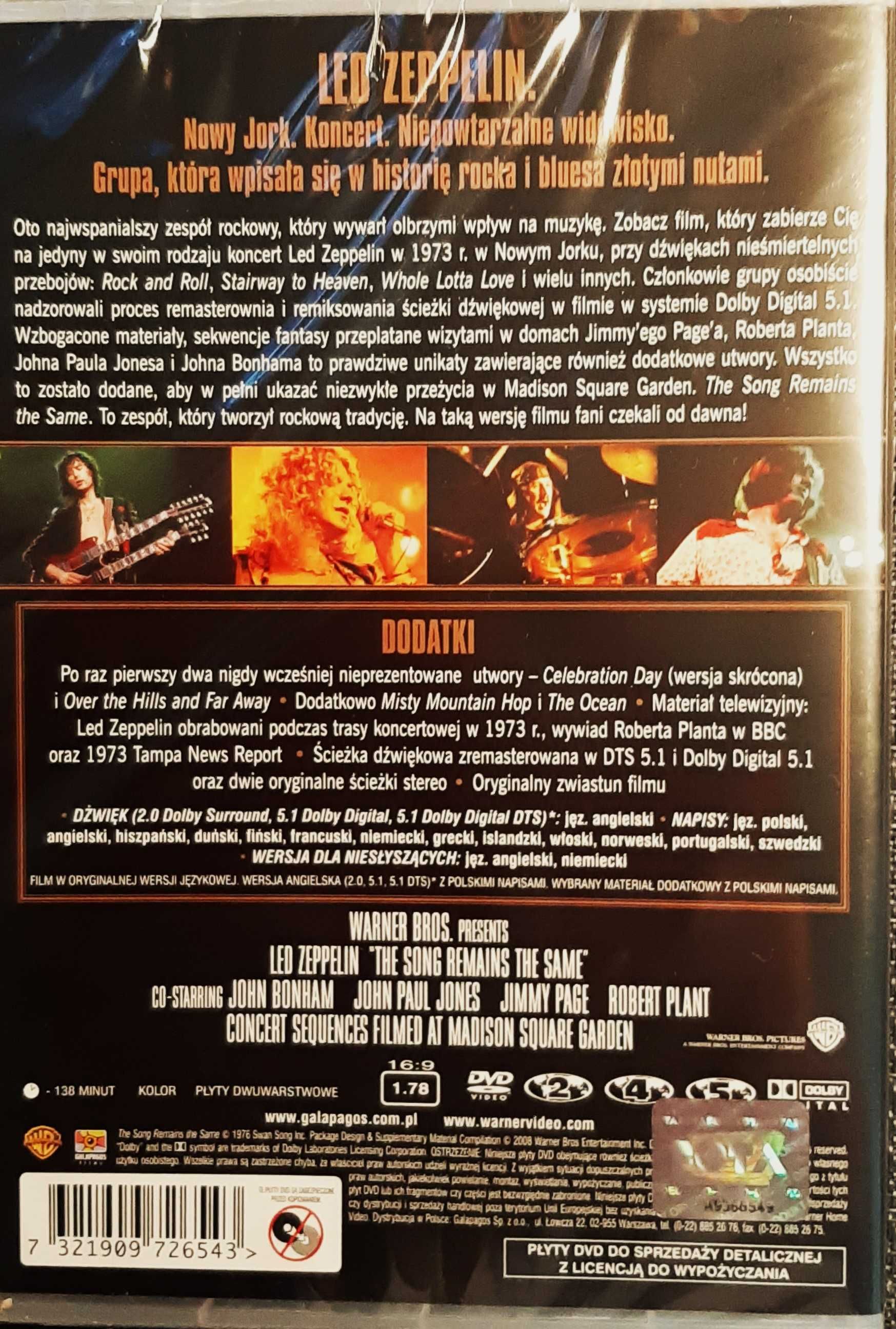 Polecam DVD LED ZEPPELIN -Znakomity Koncert Madison Square Garden USA