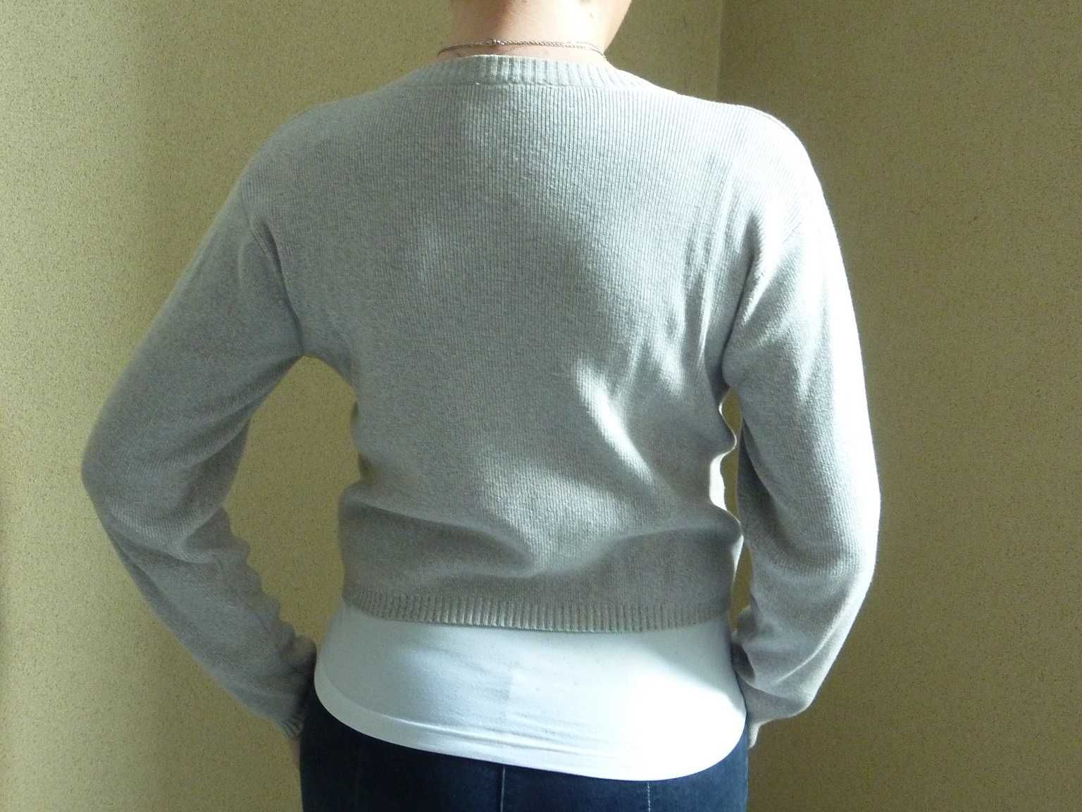 Extra szary krótki sweterek cekiny bolerko S/M