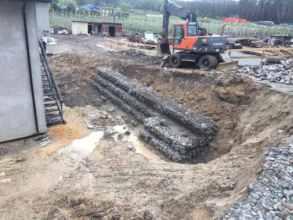 Укріплення підпірних стін із габіона