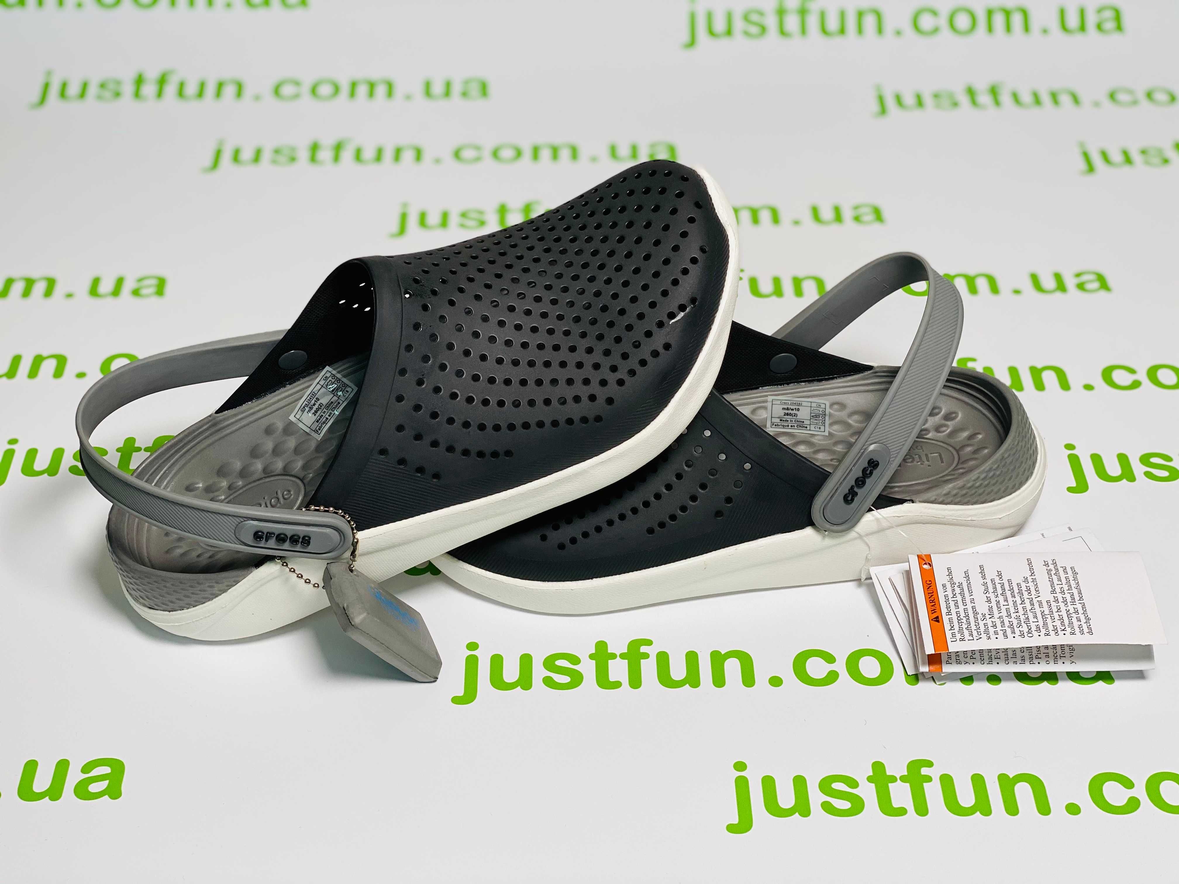 Crocs LiteRide Clog BlackSmoke кроксы мужские черные оригинал 36-44