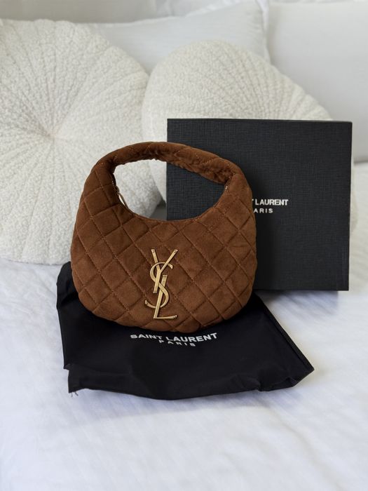 Сумка YSL Yves Saint Laurent ICARINO in quilted suede CARAMEL COGNAC