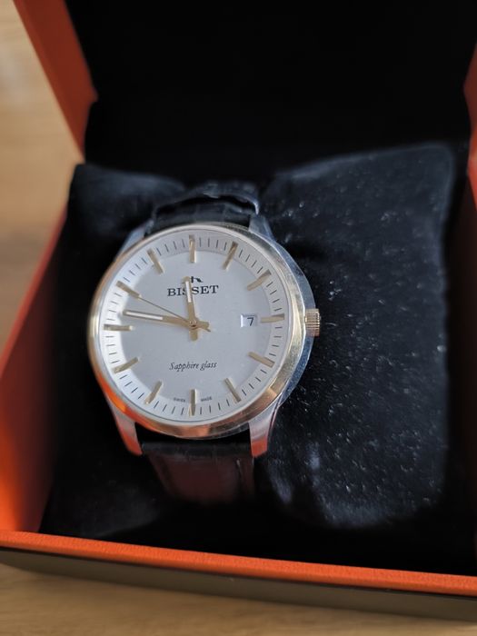 Zegarek Bisset 70095M z czarnym paskiem Nowy Szafirowe szkło