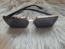 Nowe czarne duże okulary damskie przeciwsłoneczne UV polaryzacja złote