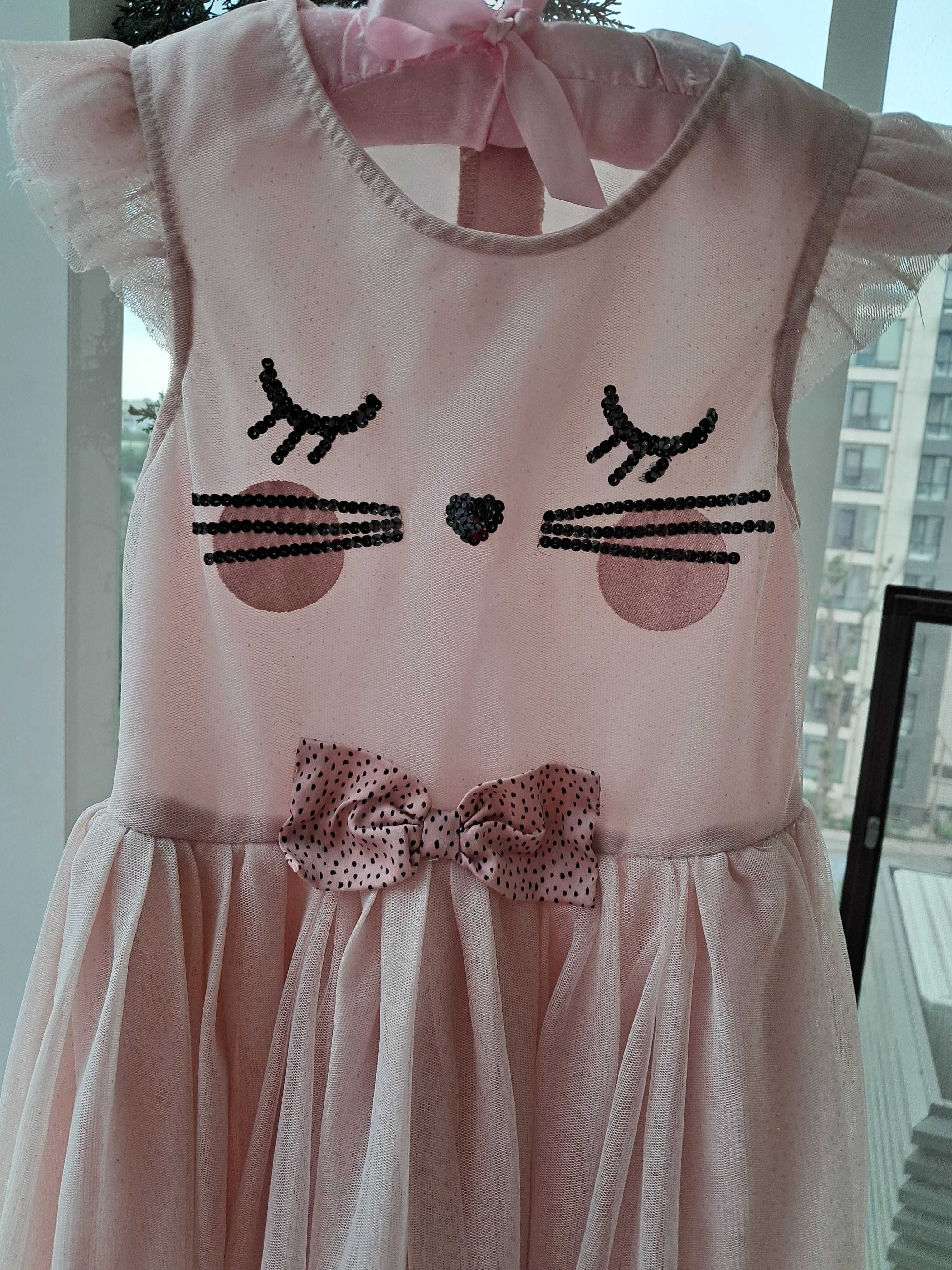 Нарядное платье кошечки h&m 5-6л  платье котика розовое платье
