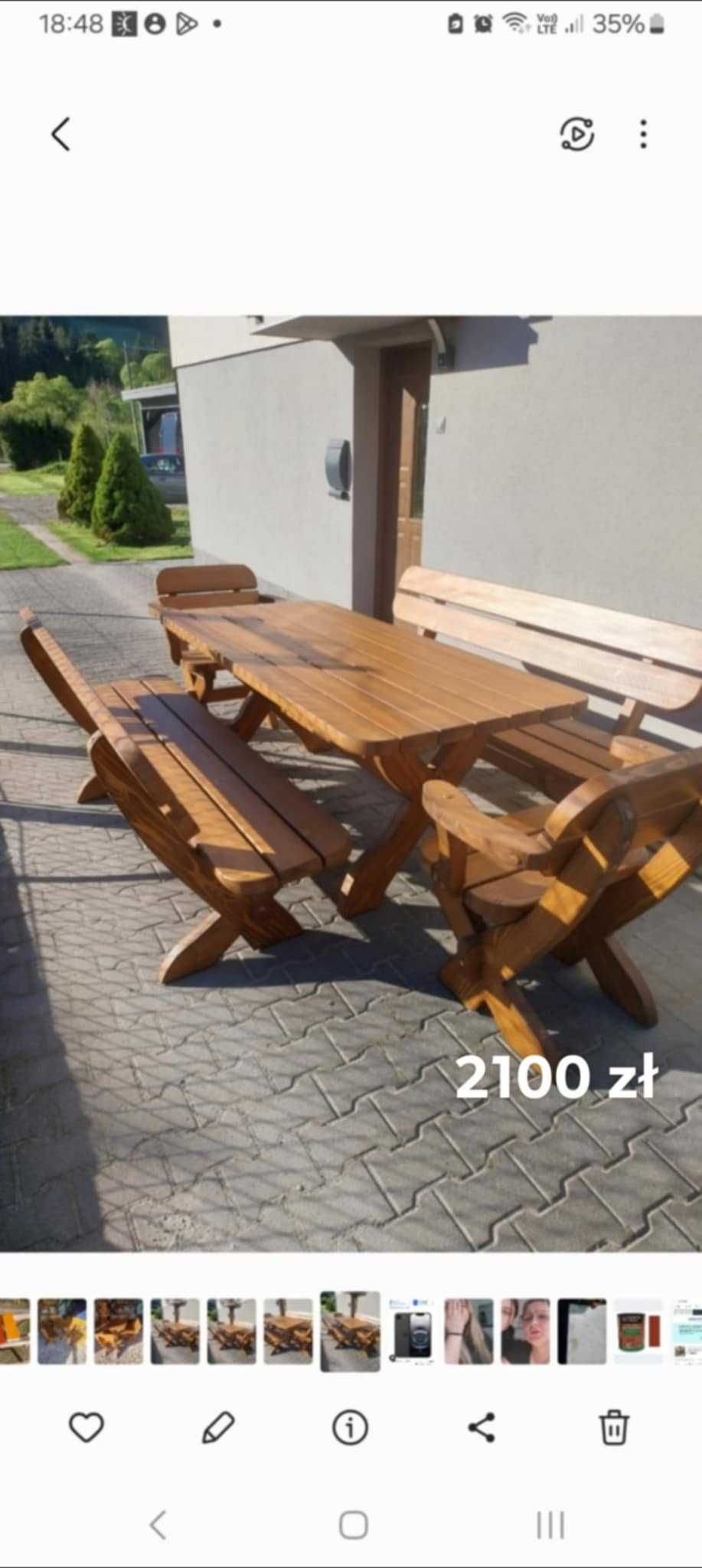 Meble ogrodowe drewniane loft, stol lawki fotele pergole hustawki