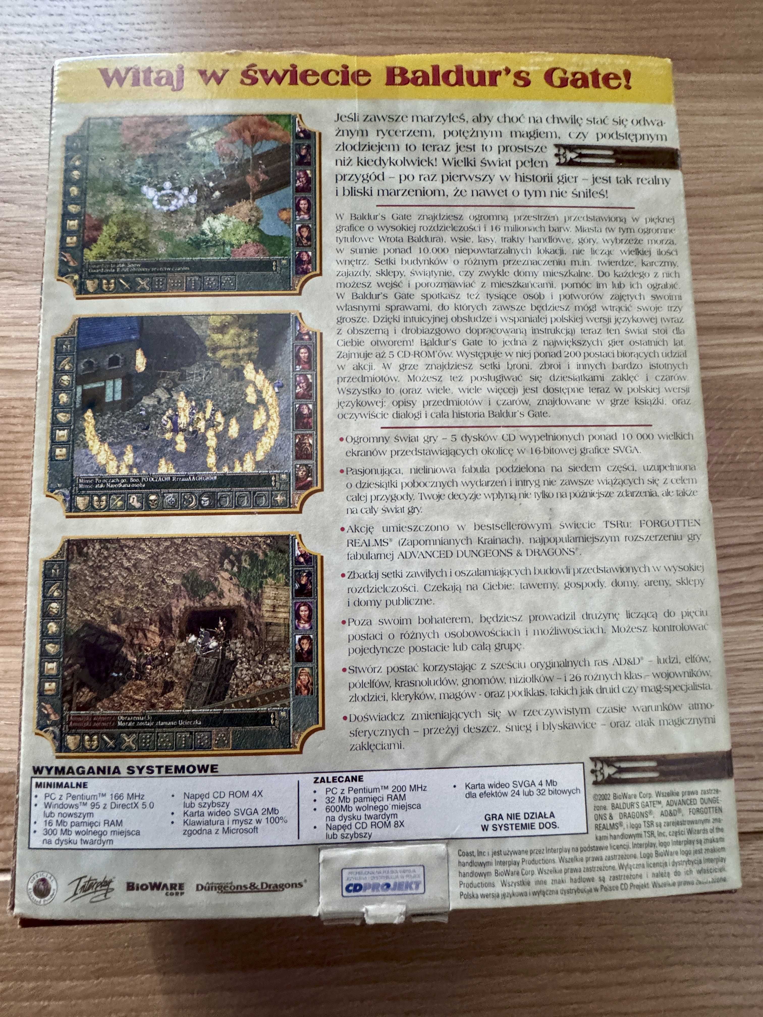 Gra PC BALDUR'S GATE 1 Big Box PL 25-letni unikat