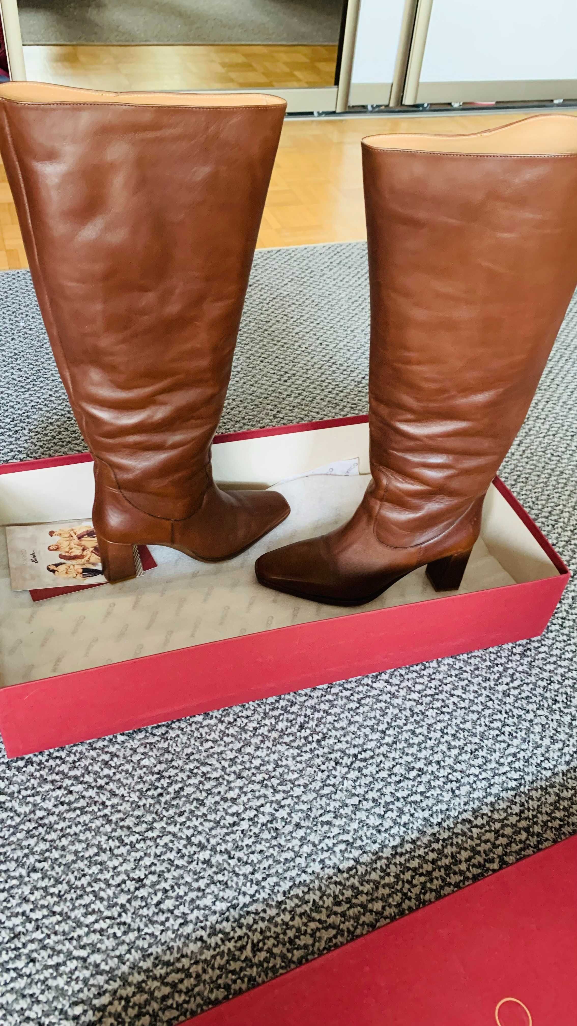 Kozaki na obcasie z szerszą cholewką Marco Shoes x Radzka
