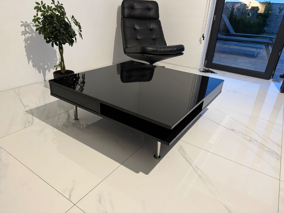 IKEA TOFTERYD Stolik kawowy połysk czarny 95x95 cm