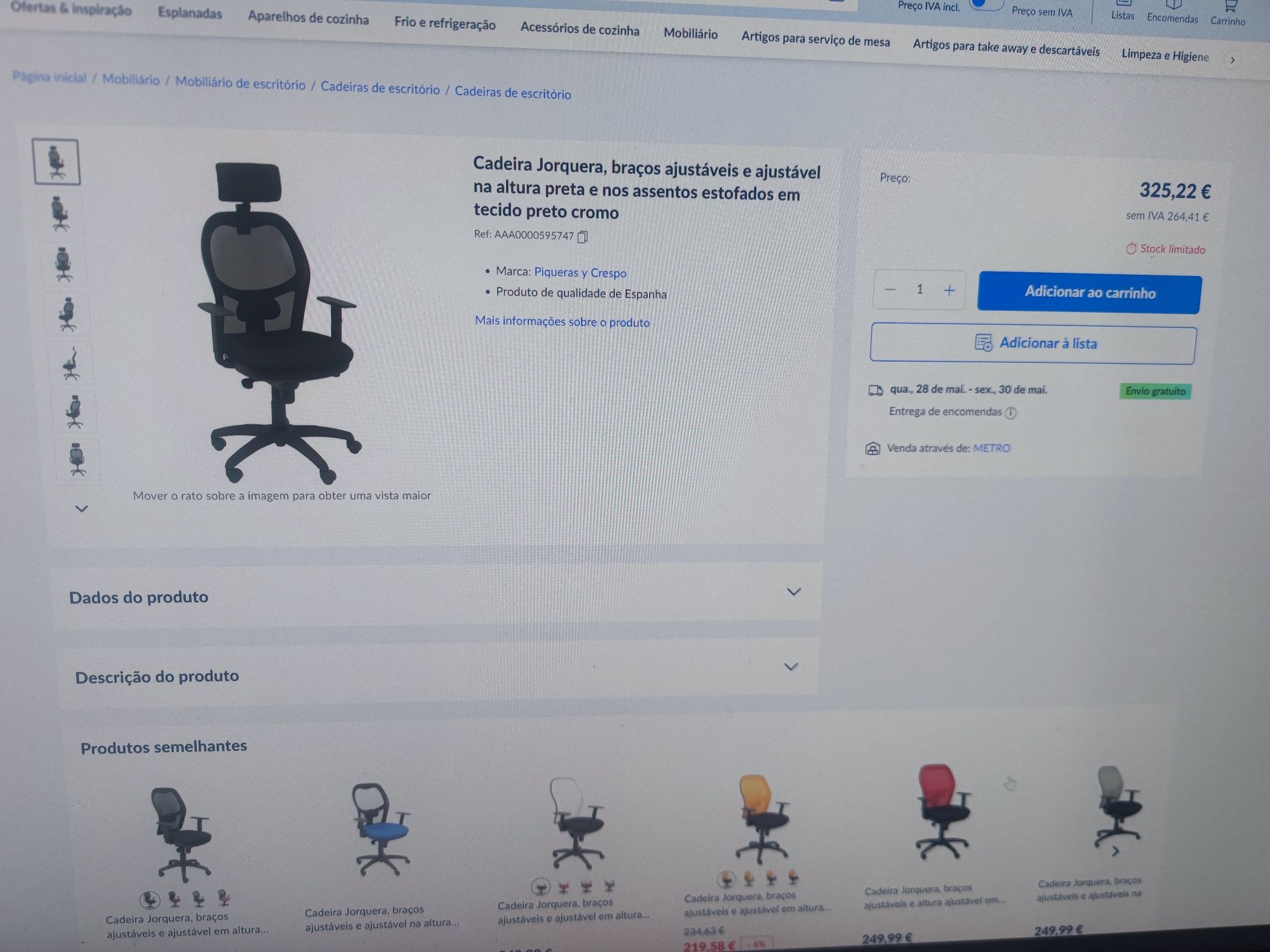 Cadeira escritório ergonómica