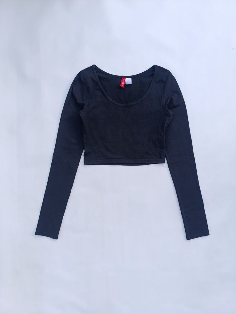 Czarna bluzka H&M XS damska crop top