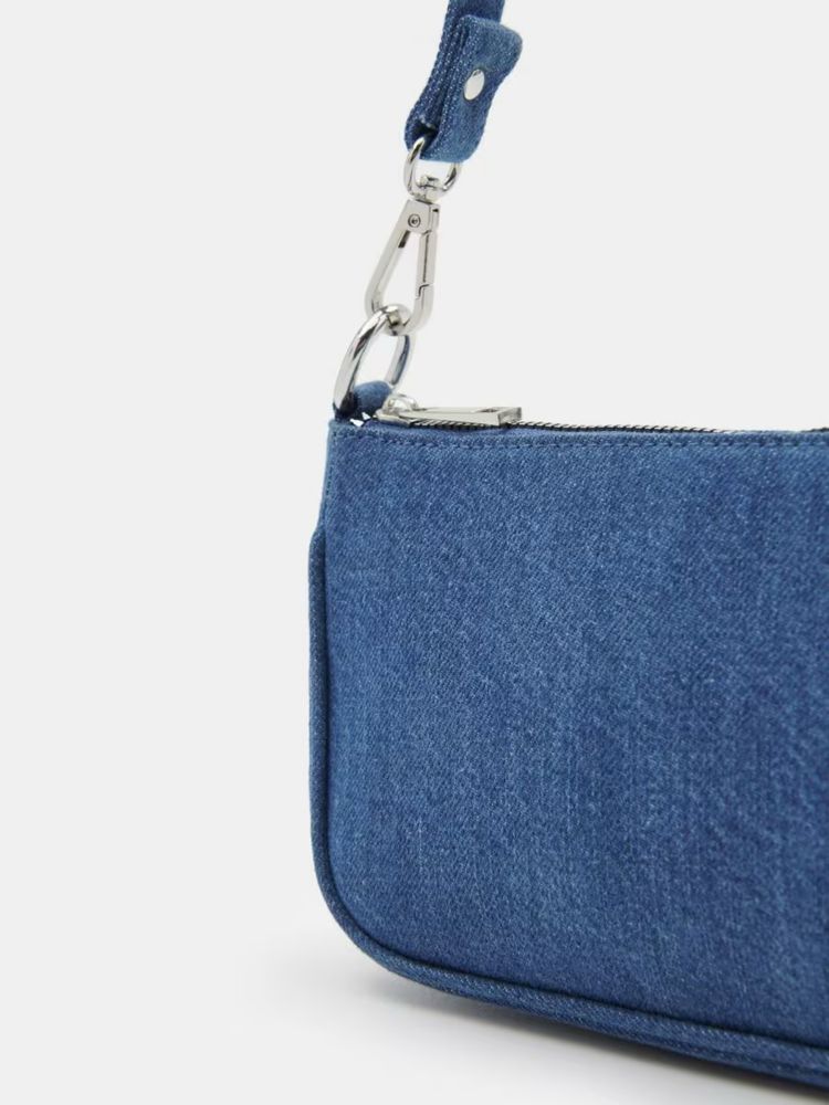Безкоштовна доставка Джинсова сумка маленька синя через плече багет