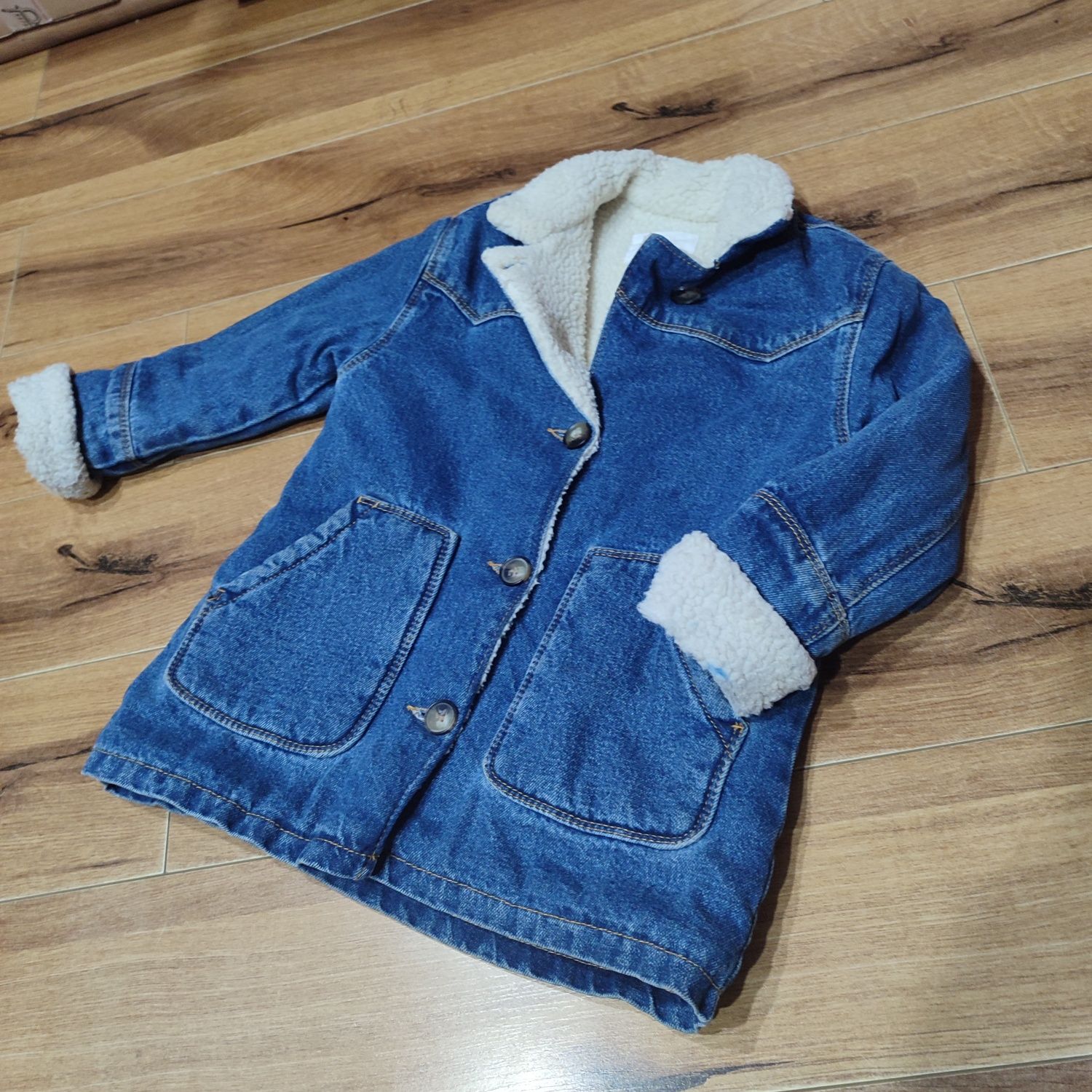 Зимова джинсова куртка парка шерпа на дівчинку Zara