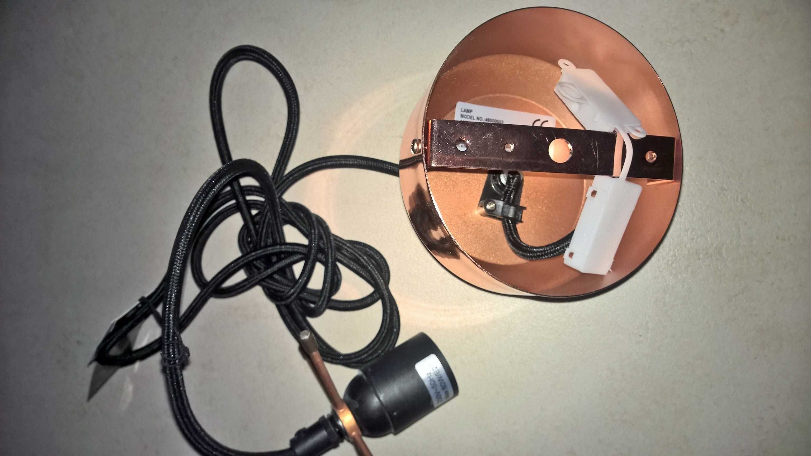 lampa zwis - podsufitka, przewód, oprawa - kolor miedź