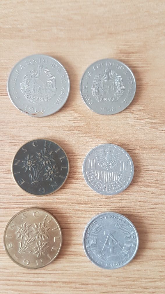Zestaw monet 20 sztuk, Rumunia, Austria, DDR  Chorwacja.