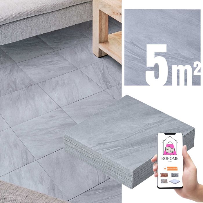 Płytki Winylowe Samoprzylepne 5m² JASNY SZARY MARMUR Kafelki parkiet