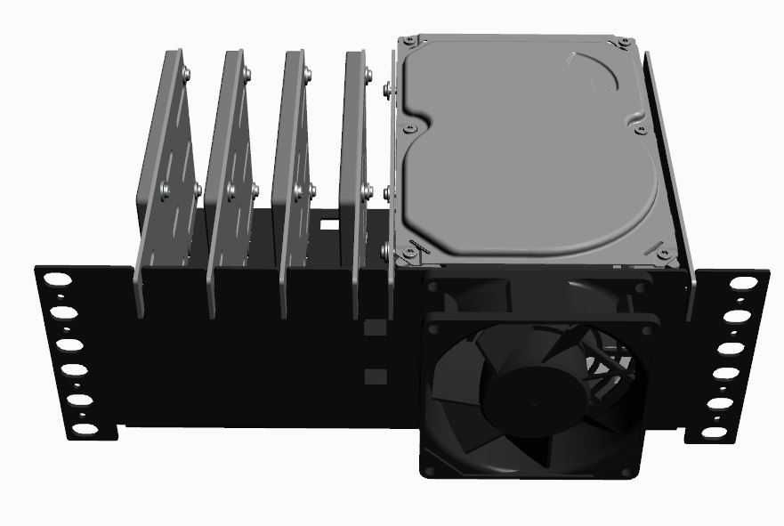 R-CASE - HDD Holder 10" RAW (ocynk), uchwyt do montażu 3 x HDD , 4xSSD
