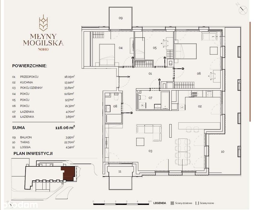 Apartament 116,06 m2 z tarasem w centrum miasta