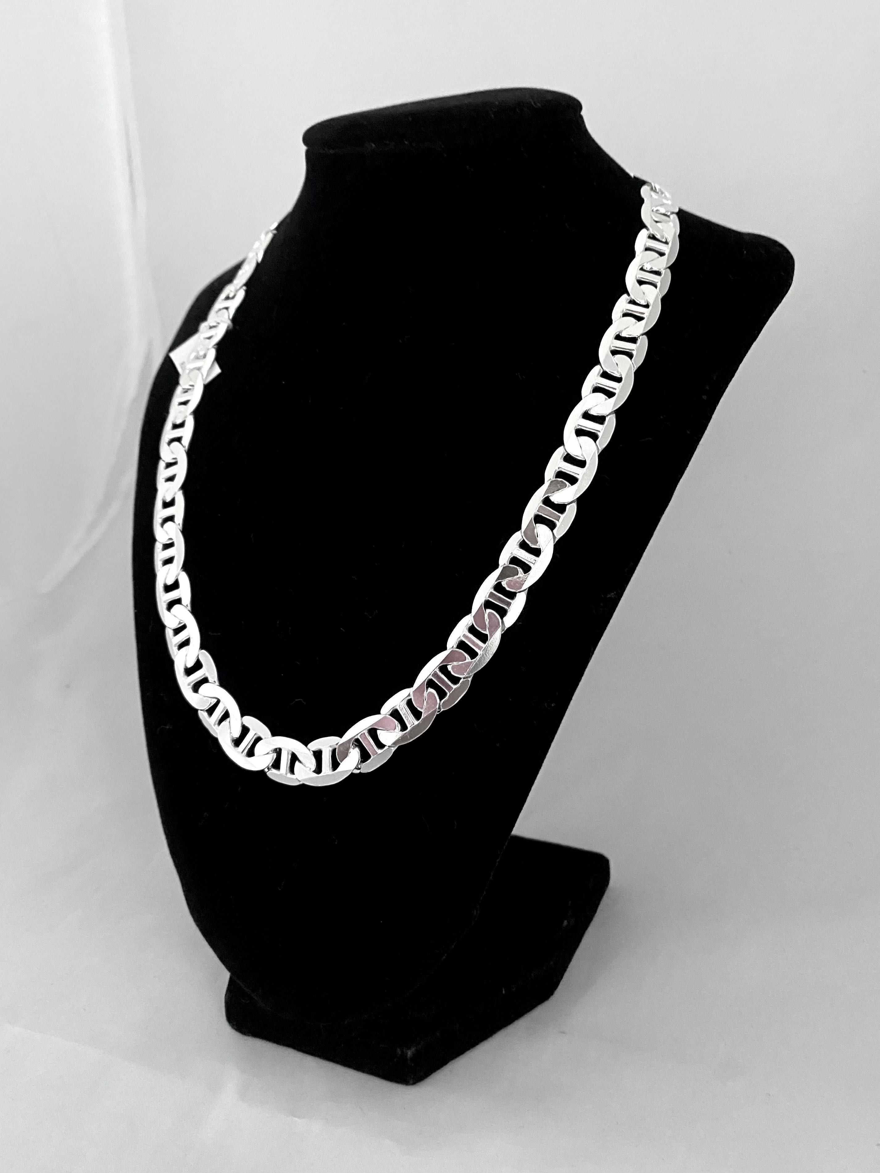 Nowy Srebrny męski komplet bransolet +łańcuch 10,3 mm. Sklep