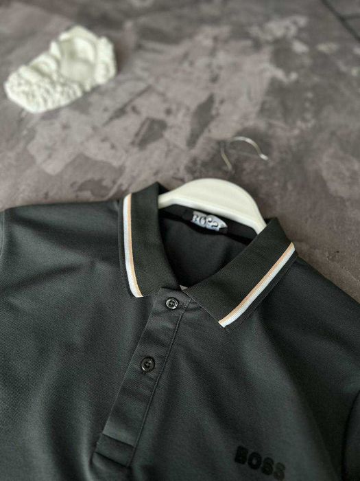 Футболка поло HUGO BOSS Premium з qr-code і біркою однотонна i57/10T-6