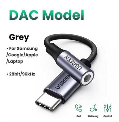 Адаптер USB Type-C to 3.5mm jack DAC chip UGREEN AV161 (80154) ЦАП чіп