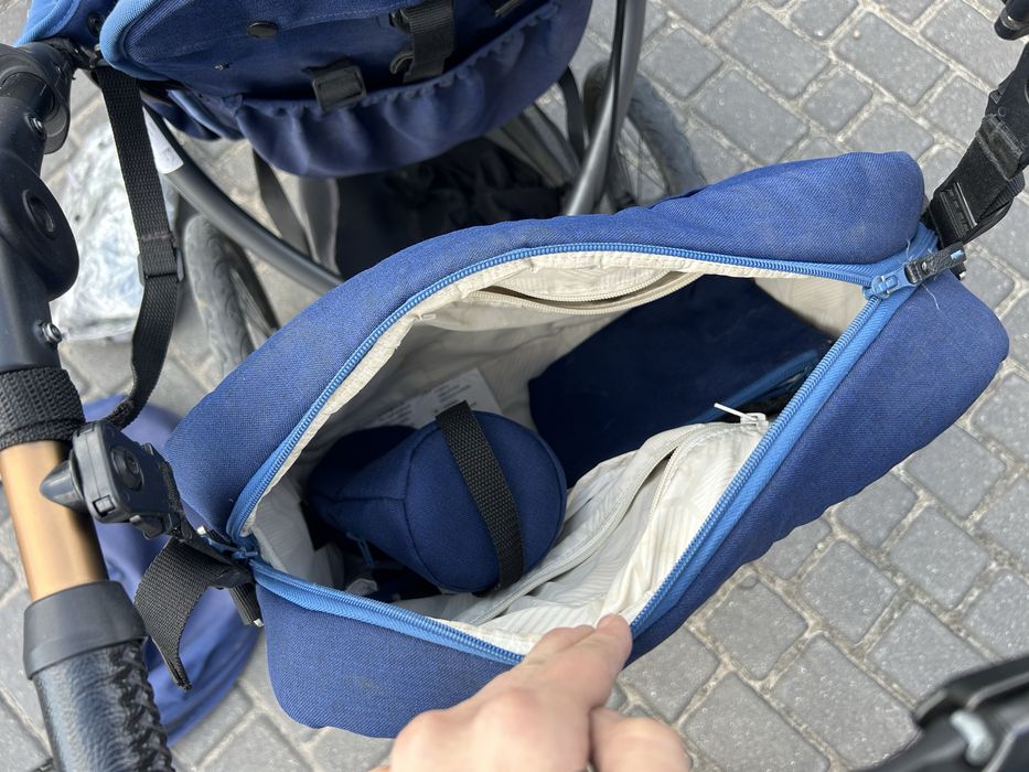 Wózek biegowy xlander niebieski torba oslona przeciwdeszczowa