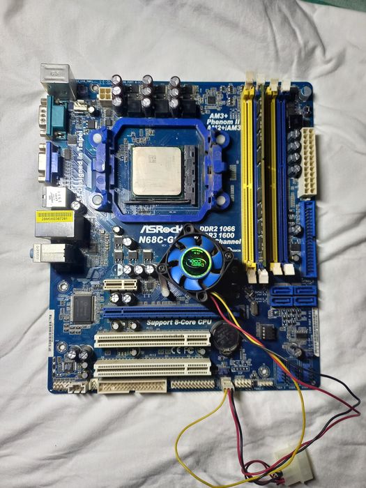 Комплект материнка asrock N68c-gs amd fx 6300+ озу кингстон 4гб