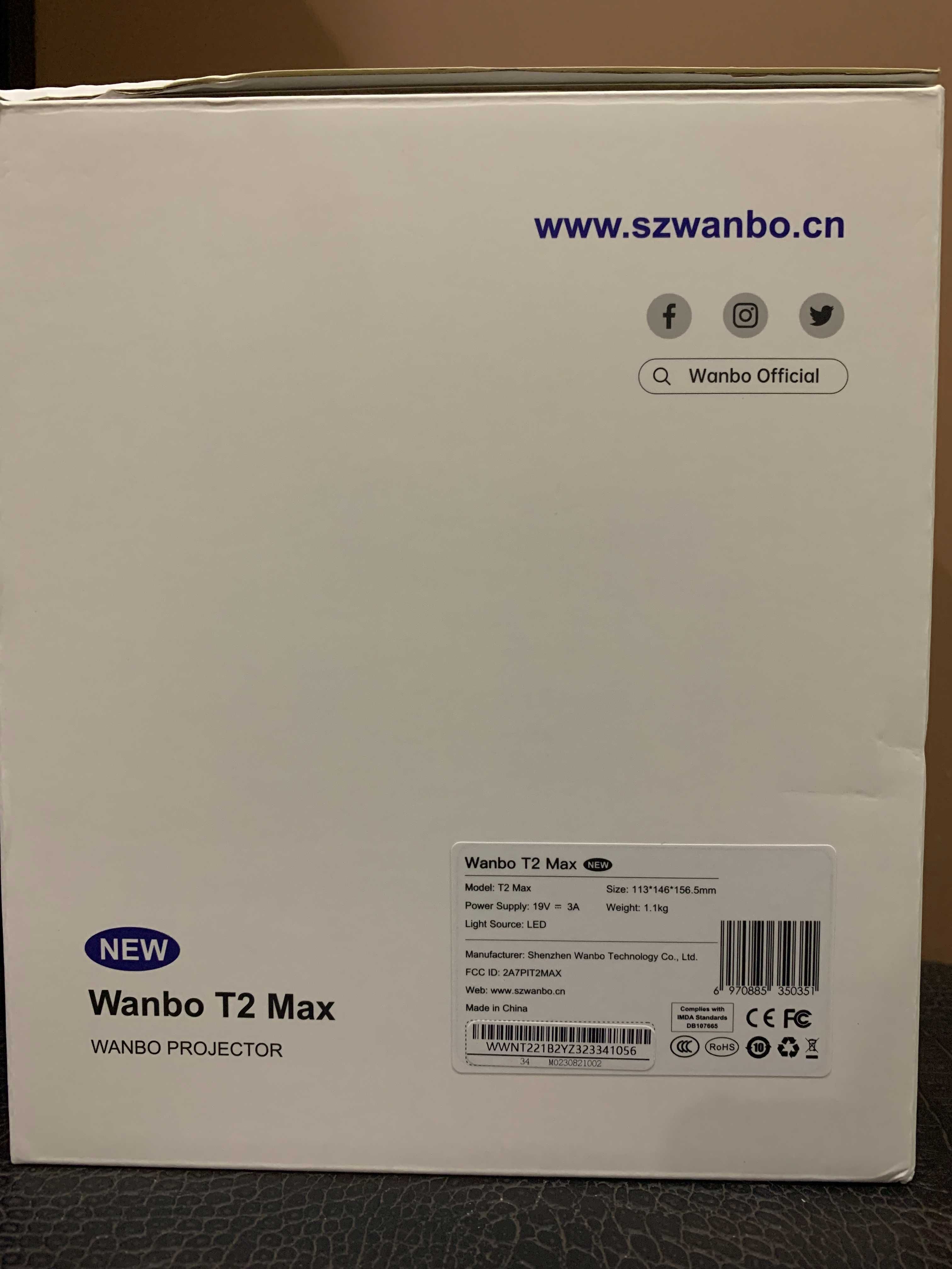 Портативний проектор Wanbo T2 Max NEW Full HD, 450 Ansi (синій, білий)