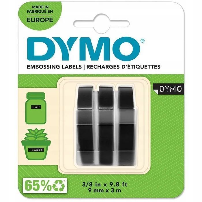 18 x Taśma 3d DYMO Wytłaczarka Omega 9mm x 3m Czarna Zestaw