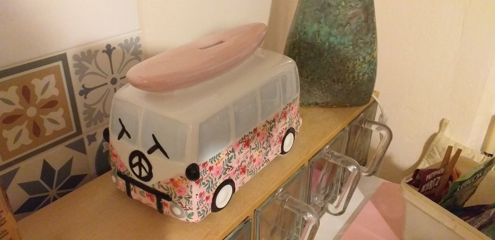 Skarbonka ceramiczna, porcelanowa  bus, autobus