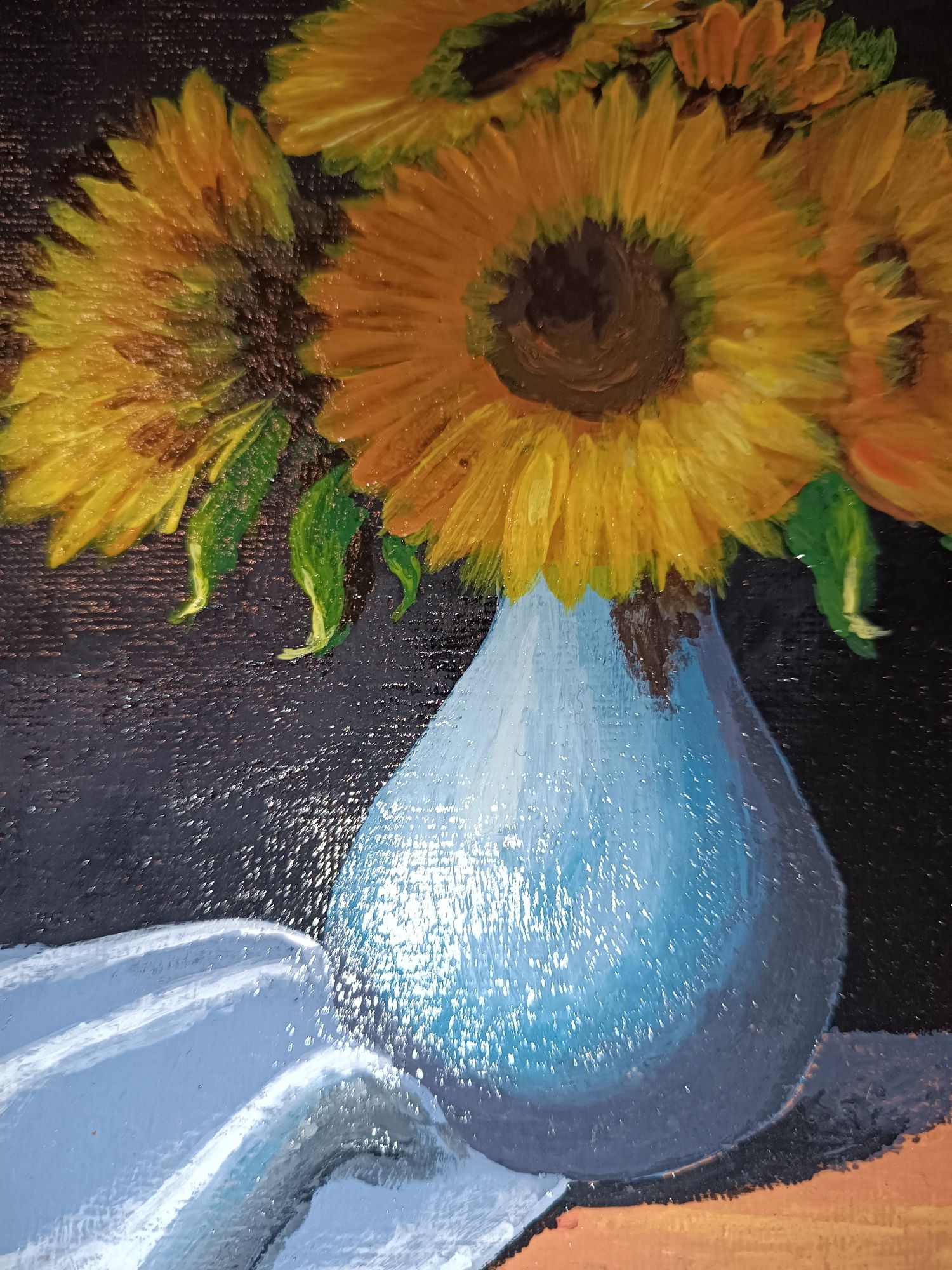 Картина 25x25 акриловыми красками подсолнухи 2023г цветы ручная работа