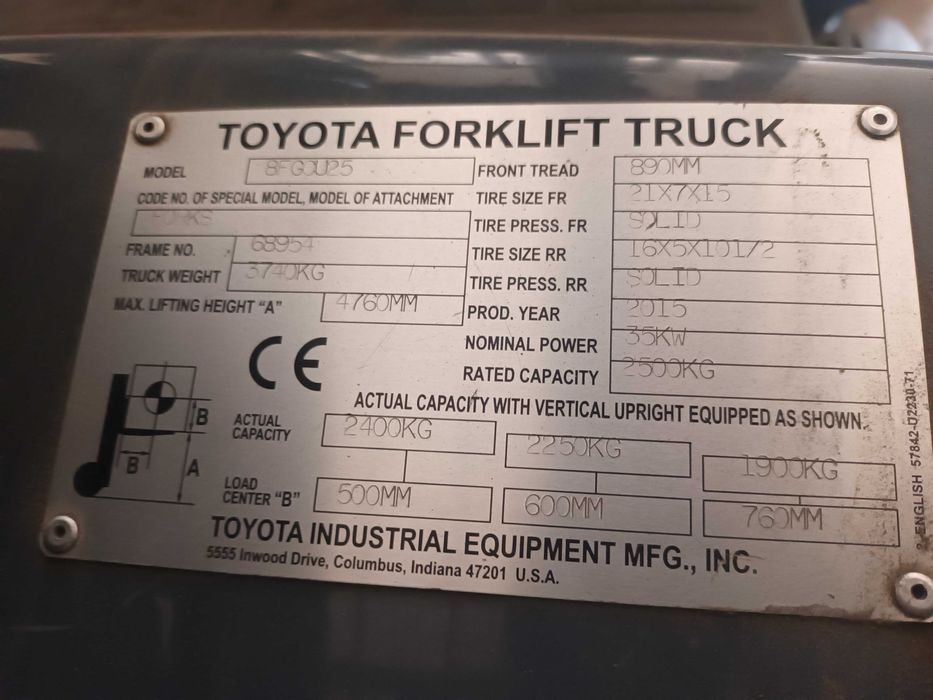 TOYOTA 8fg 25   triplex  2015r
