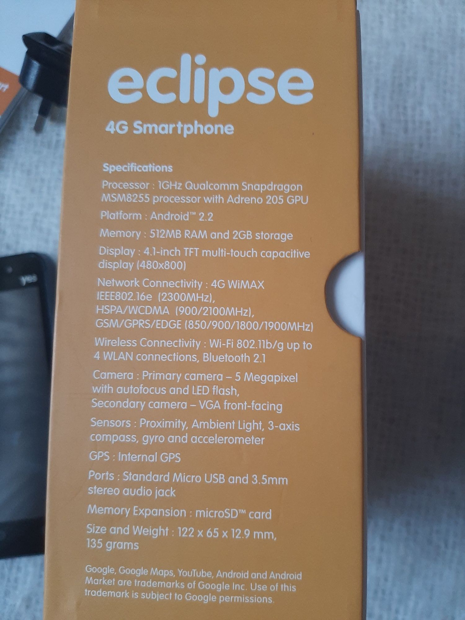 Smartfon Yes eclipse 4 G, sprawny, jedynie bateria uszkodzona