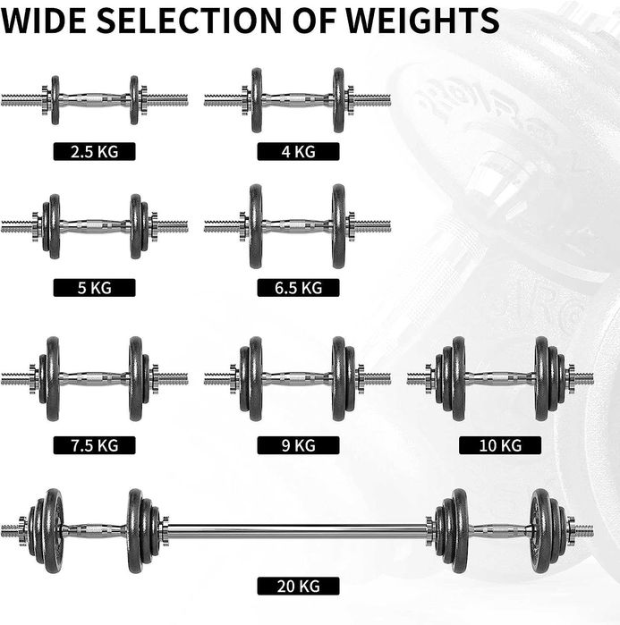 Zestaw hantli żeliwnych PROIRON regulowany zestaw hantli 2 w 1 5-20 kg