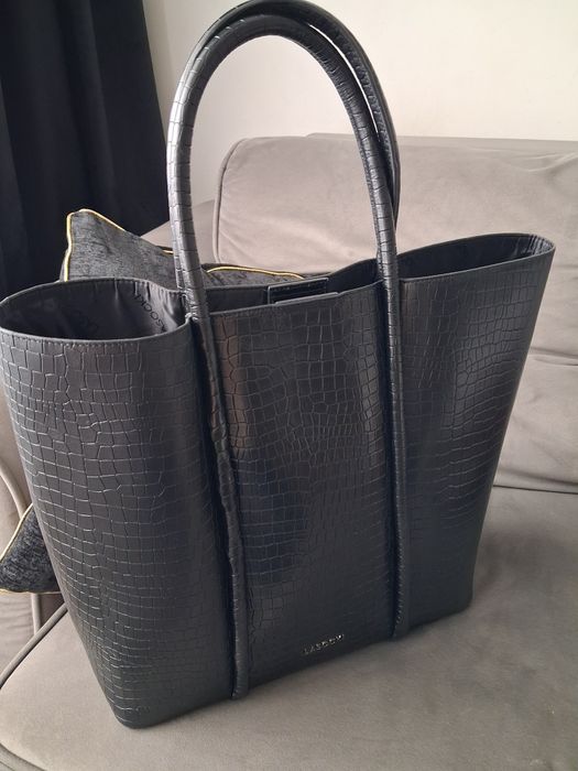 Torebka skórzana Lasocki skóra cioci czarna