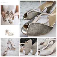 Anniel 35, 36, 40 41 butterfly nowe buty obcasy glitter brokar srebrne