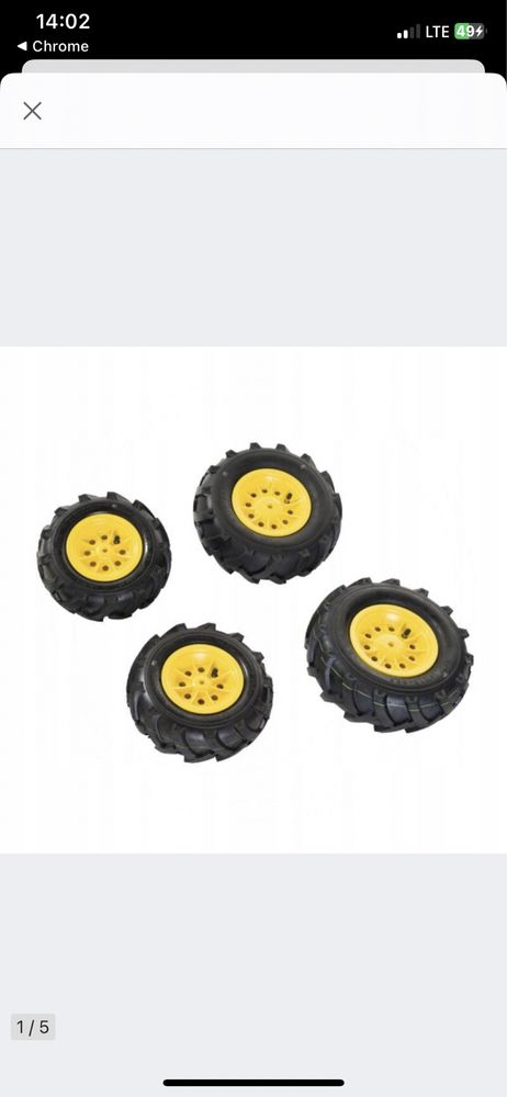 John Deere PEG PEREGO Komplet adaptery koła pompowane gumowe pneumatyc