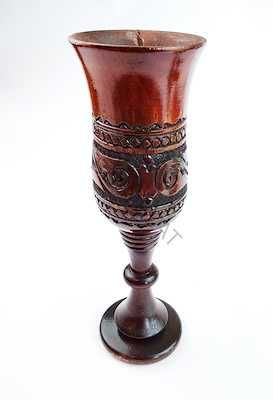 Taça Cálice 28 cm Medieval em madeira decoração Colecionador