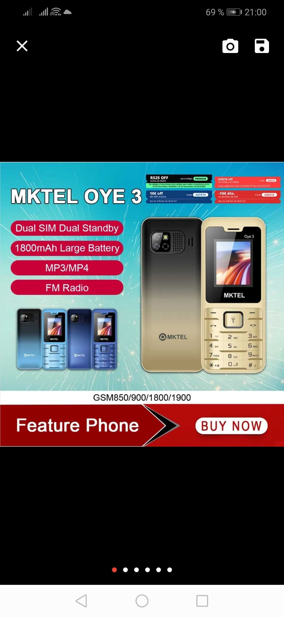 Мобильный телефон MKTEL OYE 3 на 2 сим карты 1800а батарея